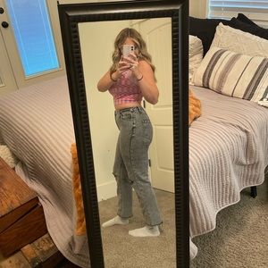 Straight leg high rise pants